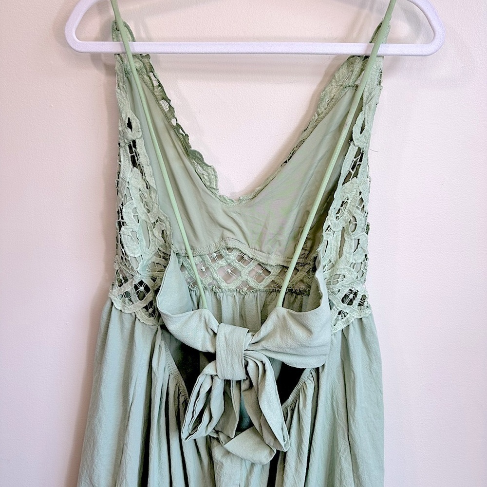 NWT Lace and Ruffled Slip Mini Sundress in Sage Green Size 2X - Picture 7 of 11